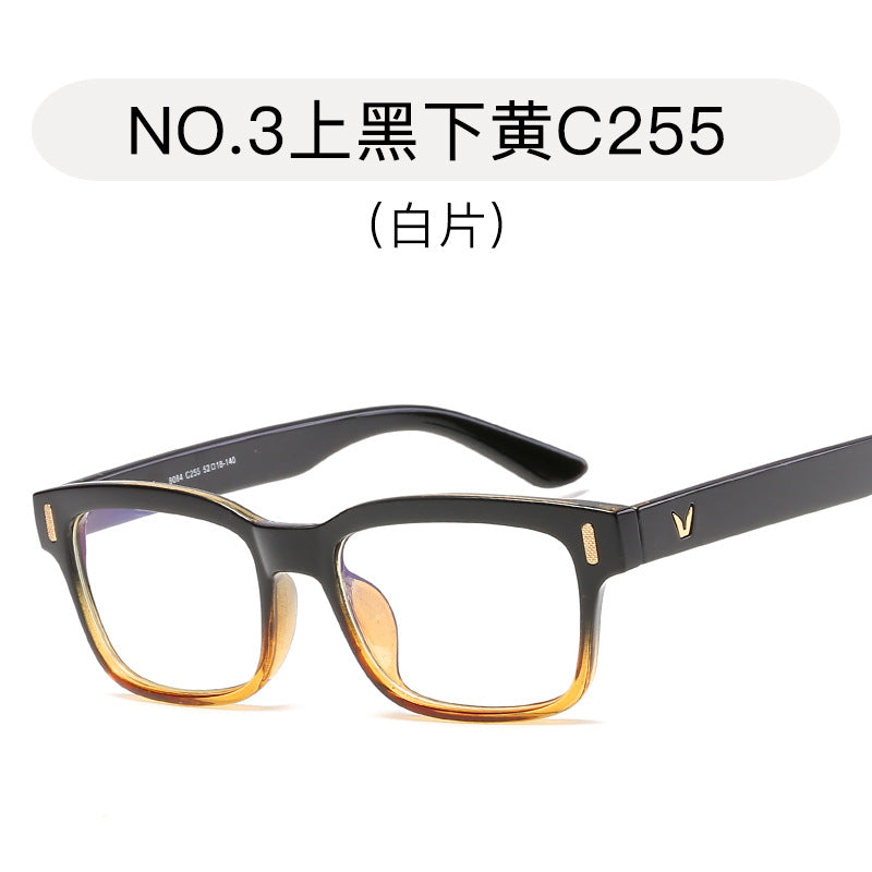 New anti-Blu-ray flat mirror unisex anti-Blu-ray computer goggles rice nail frame wholesale 8084 yellow film