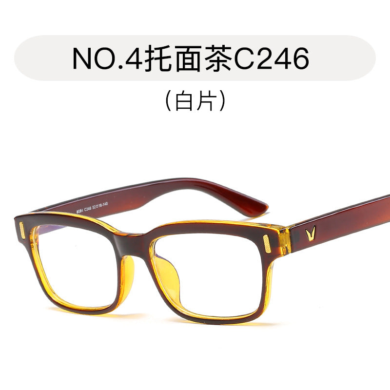 New anti-Blu-ray flat mirror unisex anti-Blu-ray computer goggles rice nail frame wholesale 8084 yellow film
