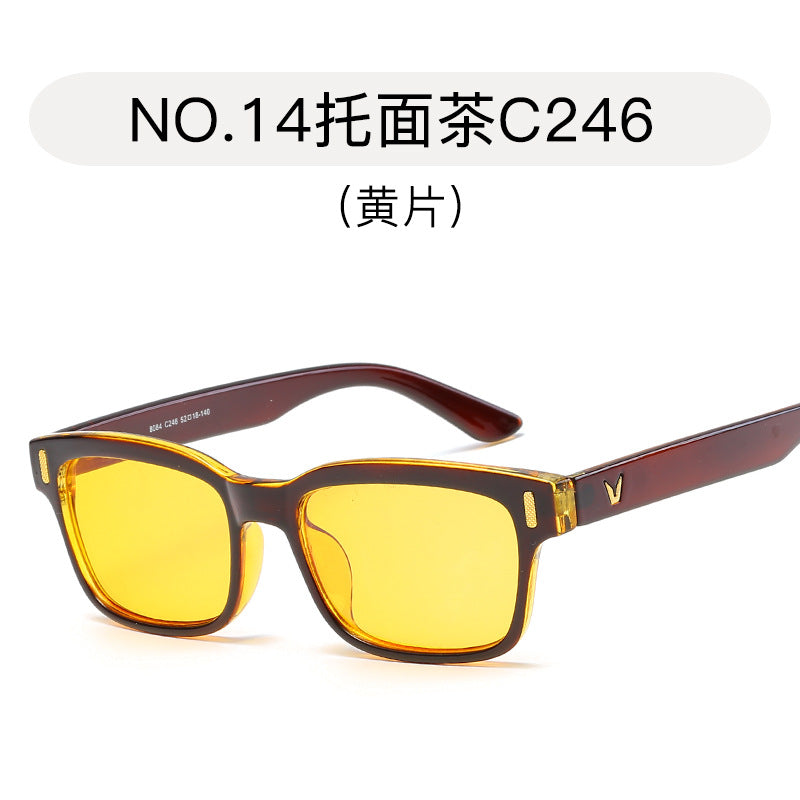 New anti-Blu-ray flat mirror unisex anti-Blu-ray computer goggles rice nail frame wholesale 8084 yellow film