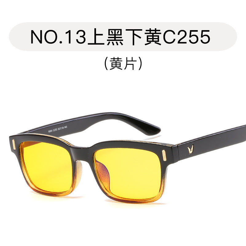 New anti-Blu-ray flat mirror unisex anti-Blu-ray computer goggles rice nail frame wholesale 8084 yellow film