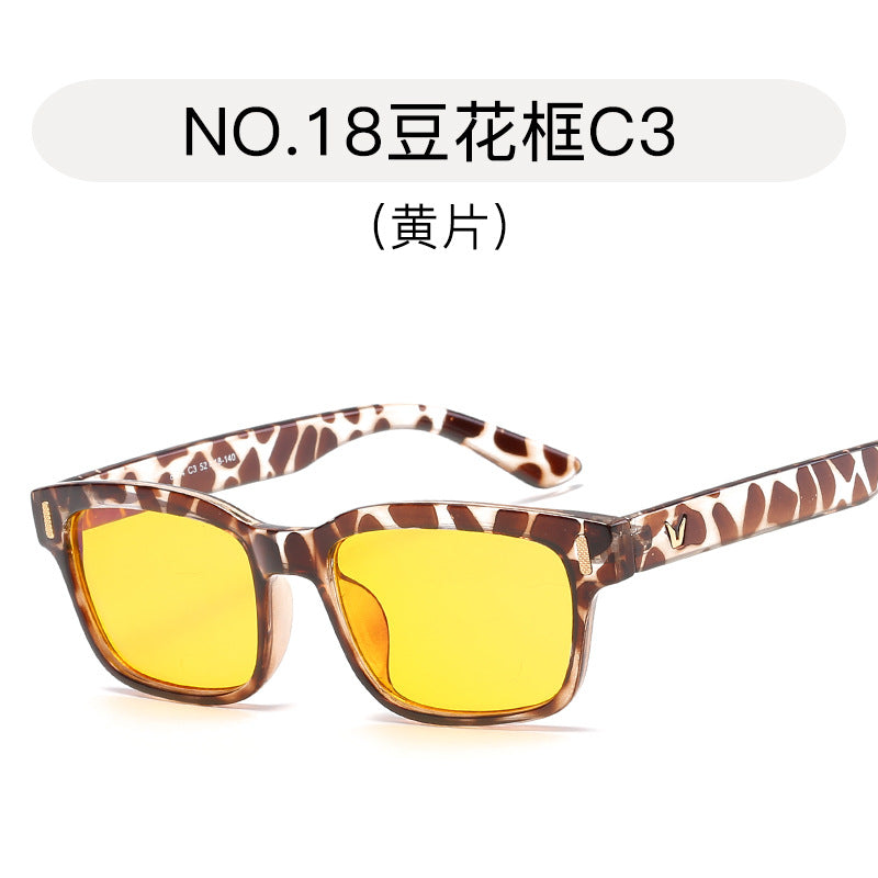 New anti-Blu-ray flat mirror unisex anti-Blu-ray computer goggles rice nail frame wholesale 8084 yellow film