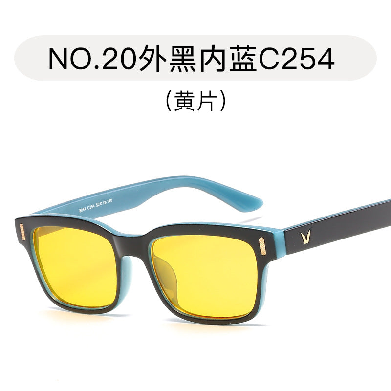 New anti-Blu-ray flat mirror unisex anti-Blu-ray computer goggles rice nail frame wholesale 8084 yellow film