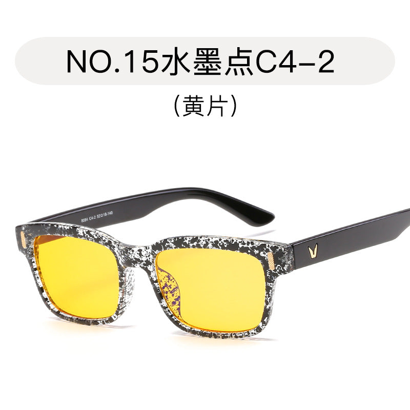 New anti-Blu-ray flat mirror unisex anti-Blu-ray computer goggles rice nail frame wholesale 8084 yellow film